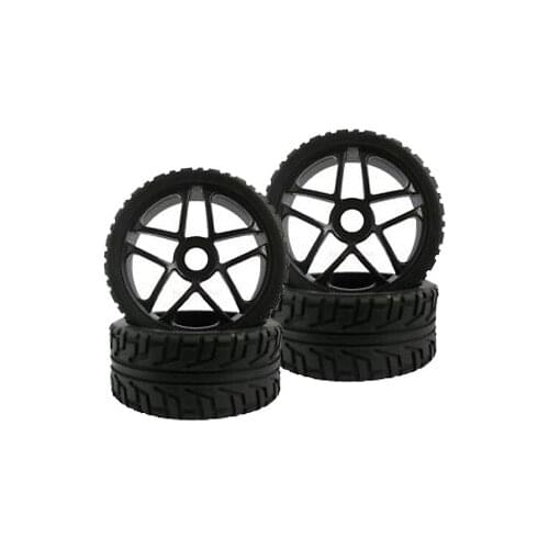 4PCS RC 1/8 On-Road Car Buggy Rubber Truck Tires 100MM Rubber Tyre Plastic Wheel Rim Hex Adapter 17MM for 811 8sc 94081 85-803