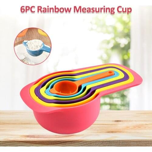 6pcs/set Measuring Spoons Colorful Plastic Measure Spoon Useful Sugar Cake Baking Spoon Kitchen Baking Measuring Tools