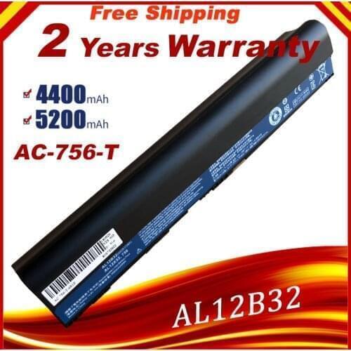 2600mAh Laptop Battery For Acer AL12X32 AL12A31 AL12B31 AL12B32 Aspire One 756 725 V5-171 TravelMate B113 B113M B113-M C7 C710
