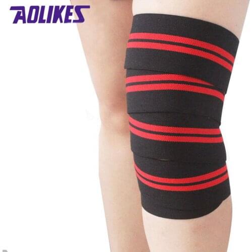 AOLIKES 2 Pcs 2M*8CM Fitness Weightlifting Knee Compression Bandages Elastic Leg Strength Training Squat Knee Joint Support Wrap