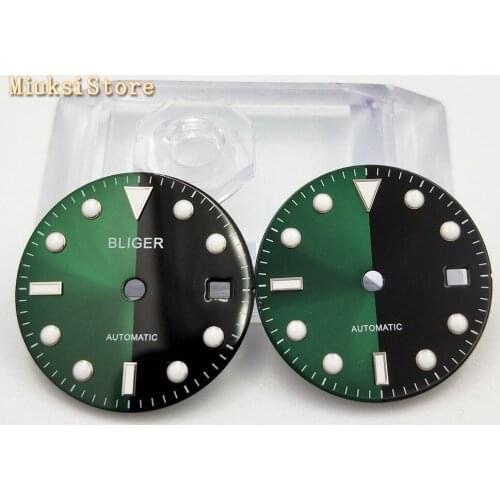 Bliger green black sterile watch Dial Fit ETA 2836/2824 DG2813/3804 Miyota 8215 821A 8205 automatic movement