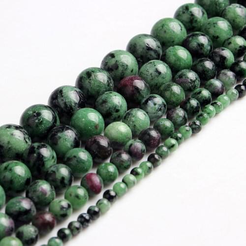 6-14mm Round Green Black plum Epidote Beads Natural Stone Beads For Jewelry Making Beads 15'' Needlework DIY Beads Trinket