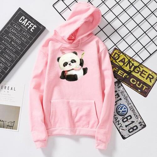 Panda Baby Graphics Print Harajuku Hoodies Women KPOP Streetwear Winter Sweatshirt Oversized Pullover Kawaii Feminine Itself