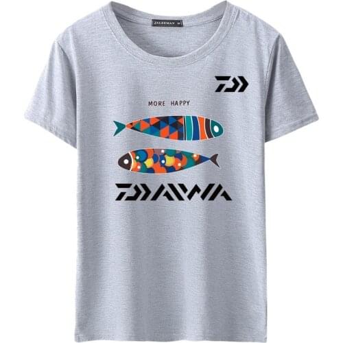 Daiwa Fishing T-Shirts Jersey Short-sleeve Cotton Fishermen Angling Carp Trout Bass Lure Anti-UV Quick Dry Breathable Clothing