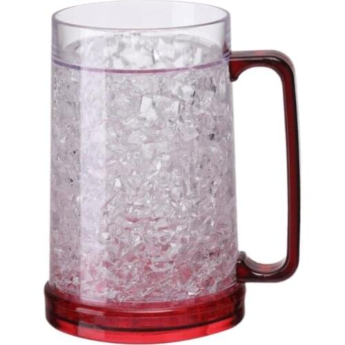 Freezer Ice Beer Mug Double Wall Gel Frosty Beer Cup Drinking Glasses Clear Cooling Wine Cup