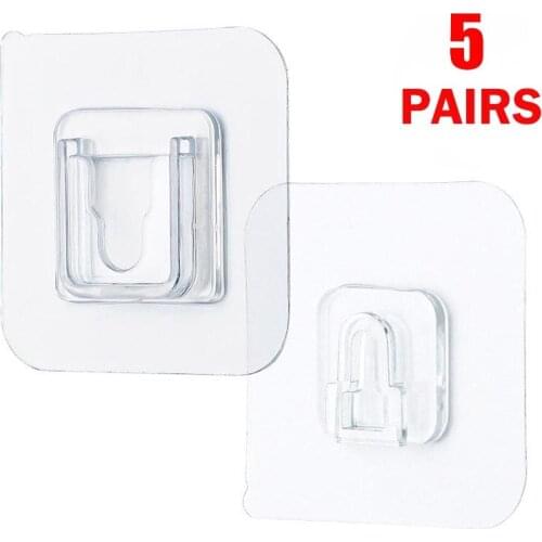 Multi-Purpose Hooks 1/5 Pairs Double-sided Adhesive Wall Hooks Waterproof Clothes Hats Towel Hooks Kitchen Bath Door Hooks