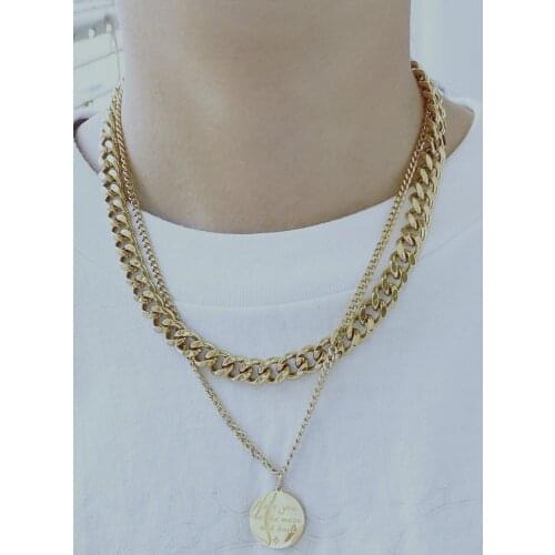 Hot Set Fashion New Luxury Women Necklace Gold Color Luxe Jewelry Stainless Steel