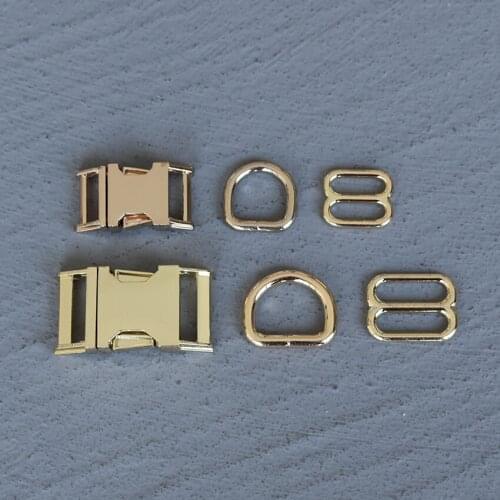 100 Sets 15/20/25mm Metal Hardware D Ring Belt Straps Slider Gold Release Buckle Spring Hook For Dog Leash Harness Accessories