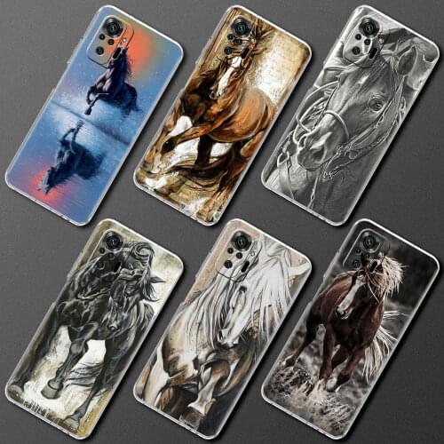 Soft Clear Case For Xiaomi Redmi Note 10 9 Pro 9S 8 10S 7 8T 9C 7A 8A 9T K40 Silicone Phone Cover Fundas Running Horse Animal