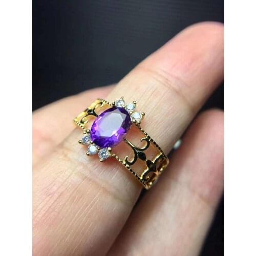 Natural Real amthyst Ring gemstone 925 silver ring Wedding Engagement Ring Finger Jewelry