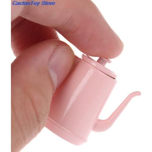 NEW 1/12 Dollhouse Miniature Accessories Mini Metal Alloy Kettle Simulation Furniture Tea Pot Kitchen Model Toys for Doll House