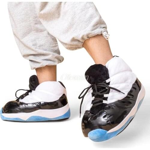 New Unisex Basketball Slippers Winter Women Cute Sneaker Home Comfortable 2021 Hot Men House Warm Soft Indoor Floor Funny Slides