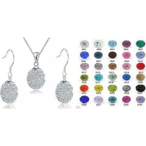 Ry34sl multicolor 10mm black white blue 15pcs/lot Set Pendant necklace hotsale studs drop Earring crystal