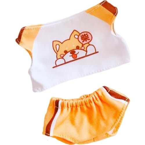 20cm doll clothes Doll Baby Clothing Casual Line of Sweatshirt Denim Shorts Plush Messenger Bag Cool stuff doll accessories