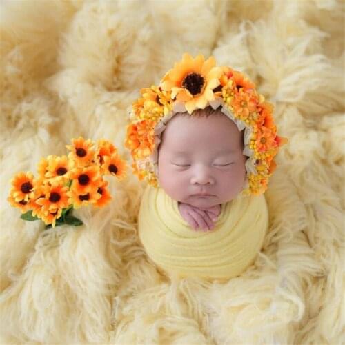 Newborn floral bonnet Baby girl flower hat Newborn sitter flower bonnet photography props