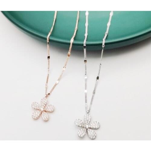 Sole Memory Shiny Good Luck Diamond Petals 925 Sterling Silver Clavicle Chain Female Necklace SNE626