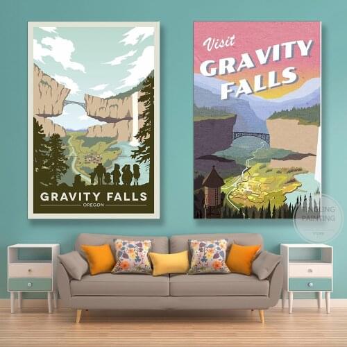 Disney Gravity Falls Classic Movie Anime Poster Canvas Wall Art Painting Living Room Bedroom Dormi Lounge Playroom Home Decor