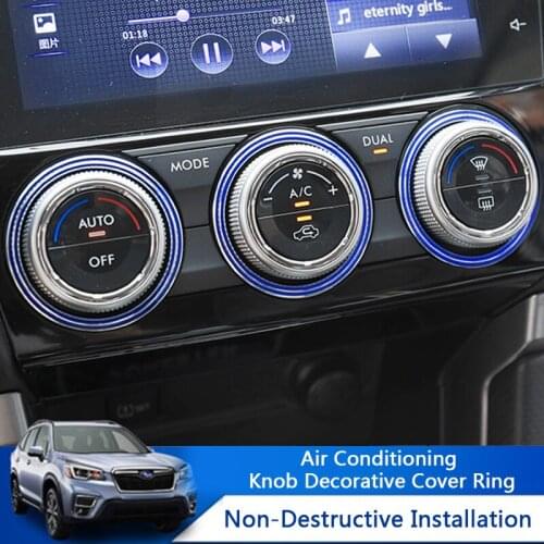 QHCP Aluminium Alloy Air Conditioning Knob Decorative Cover Ring Adjust Trim Cover Interior For Subaru Forester 13-18 XV 12-17