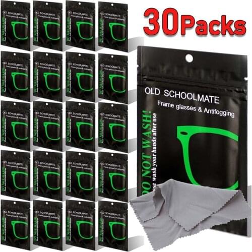 30Packs Suede Cloth Reusable Anti-Fog Glasses cloth Wipes Glasses Wipe Pre-moistened Antifog Lens Defogger Wiping Eyeglass Wipe