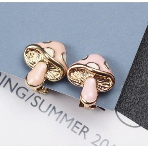WomenS Sweet Mushroom Clip On Earrings No Pierced Earrings Clips Cute Ear Rings Without Piercing For Teen Girls Gift Jewelry