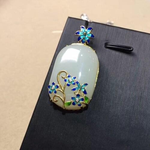 Xinjiang Hetian yu 925 silver mosaic Hetian white yu pendant pendant snowflake pendant and Tian Yu