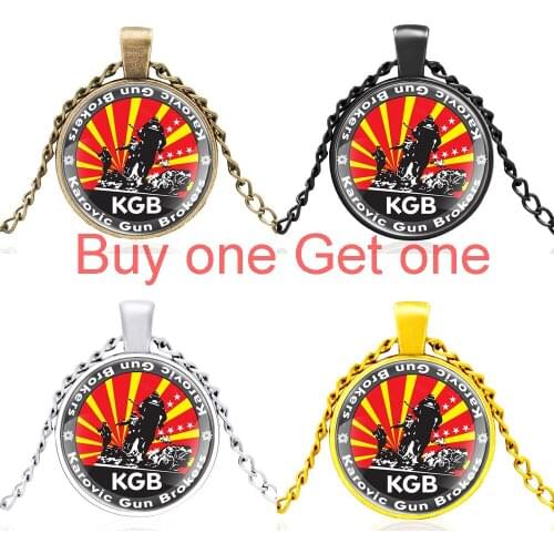 Soviet Комитет Государственной Безопасности Kgb Black Glass Dome Charm Pendant Necklace Jewelry Men Women Accessories Gifts