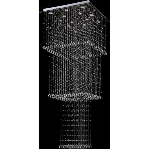 Modern Crystal Chandelier Lighting Stair Hanging Light Fixture Square Design LED Hallway Indoor Lighting Luminaire Suspension