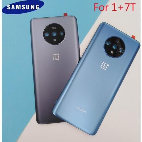 Oneplus 7T Glass Rear Panel Door Housing Replacement Case Repair Parts For One Plus 1+ 7T Back Battery Cover + Camera Lens Frame
