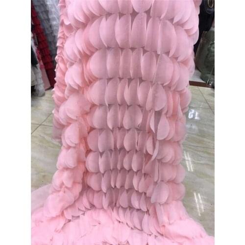 Gorgeous baby pink YG-710 french tulle african embroidered lace fabric high quality