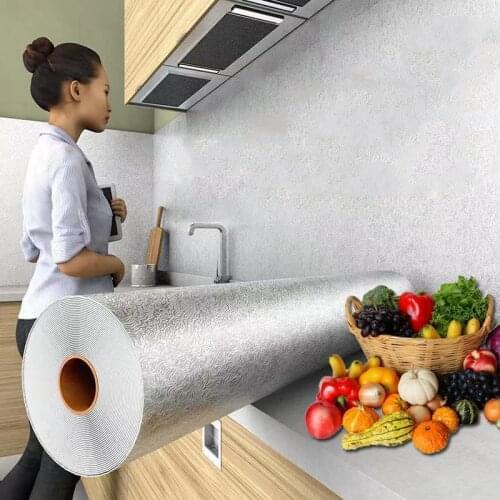 Oil-proof Waterproof Stickers Aluminum Foil Kitchen Stove Cabinet Self-Adhesive Film Kitchen Wall Sticker Desktop DIY Wallpaper