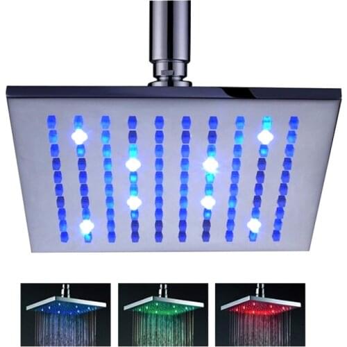 X15223 - Luxury Brass Led Shower Head, 8 Inch Rainfall Shower Head with Led light