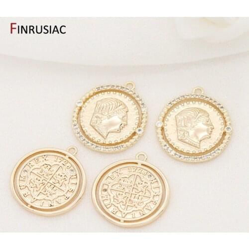 DIY Necklace Pendants Earrings Charms Jewelry Making Accessories Gold Plated Commemorative Coin Pendant Wholesale