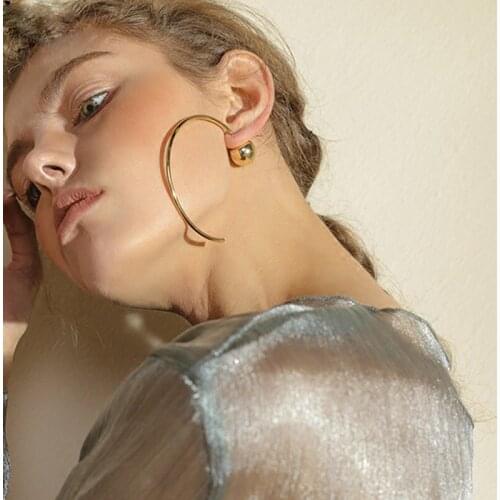 MWSONYA 2020 New Gold Alloy Ball Stud Earrings for Women Punk Sexy Girls Ear Jewelry C Shape Push-back aretes de mujer 4A5019