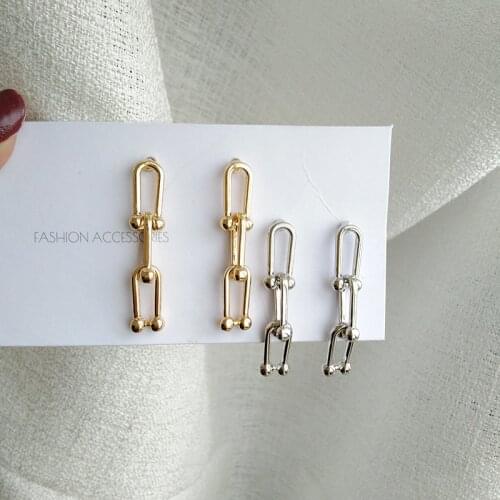 ORZTOON Link Gold Drop Earrings Multi Chain Thin Geometric Exaggerated Metal Earrings For Women Earrings Minimalist Jewelry New