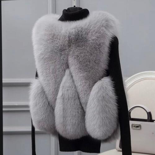 Women Faux Fur Vest Coat Autumn Winter Female New Thick Warm Outerwear Ladies Sleeveless Waistcoat Jacket Solid Overcoat Q244