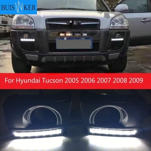 1 Pair Car Daytime Running Light DRL LED Daylight Fog Lamp Cover for Hyundai Tucson 2005 2006 2007 2008 2009