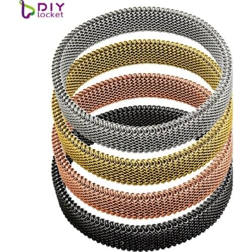 10pcs/lot 10mm Stretchable Stainless Steel Mesh Bracelets for 10mm Charms LSBR055