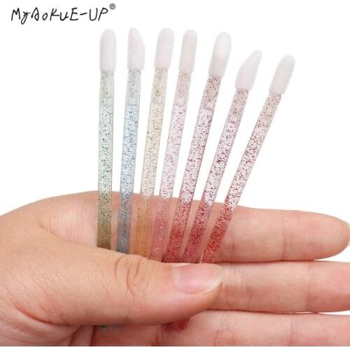 100 pcs Disposable Crystal Lip brushes Lashes Micro Brushes Eyelash Extension Applicator Cleaner Beauty women Makeup Tools