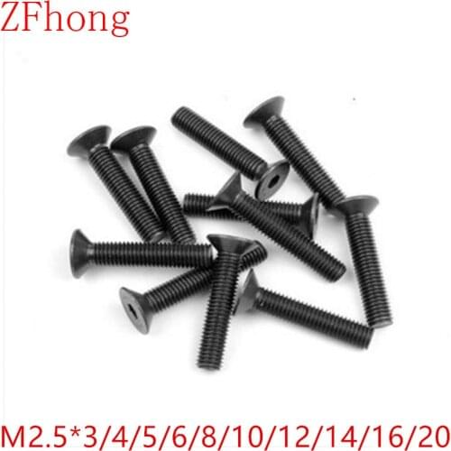1000pcs/lot DIN7991 M2.5*3/4/5/6/8/10/12/14/16/20 Grade10.9 Hex Hexagon Socket Flat Countersunk Head machine screw
