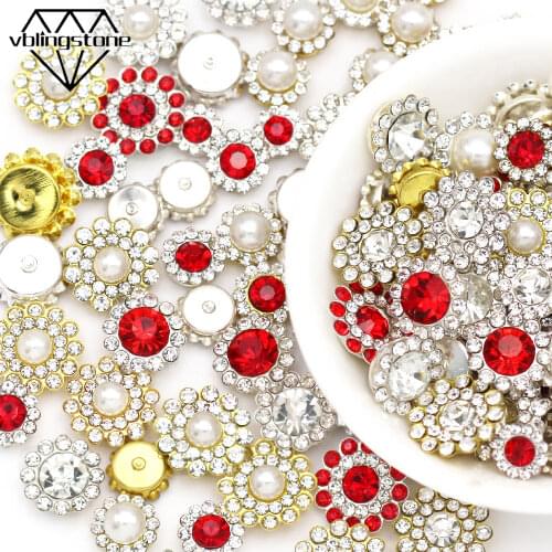 20/50/100Pcs Rhinestones Flower Strass Crystal Sew On Rhinestones For Needlework DIY Clothes Gold/Sliver Claw Rhinestone Buttons