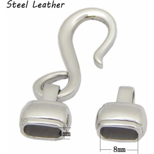 20pcs/lot custom logo hole:4.2/8*4mm Stainless Steel Flat End Fastener Jewelry Connector Clasps Hooks Clasps Leather Cord DIY