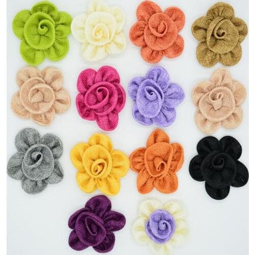 30pcs/lot 3'' Burlap rose petal flower new hair accessories handmade burlap rose flowers with free shipping
