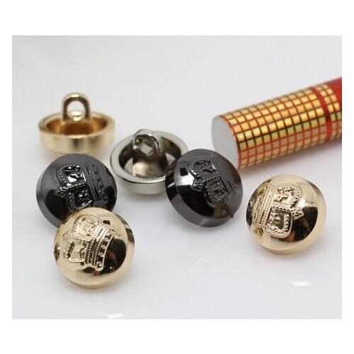 300Pcs/lot 10mm bulk button children crown skirt button sewing products alloy metal round resin