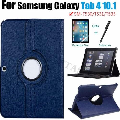 360 Rotating stand case for Samsung Galaxy Tab 4 10.1 SM-T530 SM-T531 SM-T535 Cover funda for Samsung Galaxy Tab 4 10.1 Pen+Film