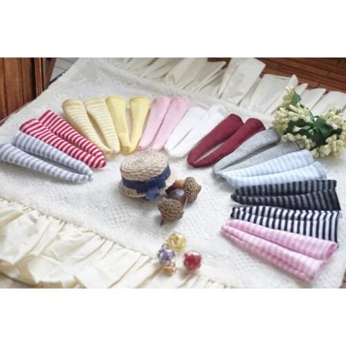 6Pair/lot 1/6 Dolls Assorted Solid Color Stripe Stocking for Pullip, Blyth, Barbies Dolll Clothes Accessories