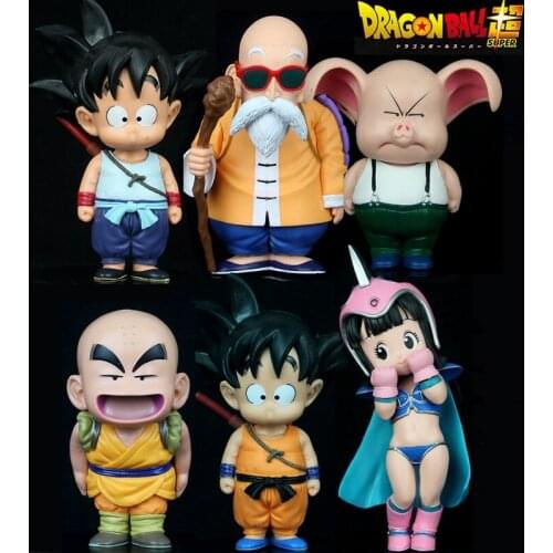 Bandai Dragon Ball Q Version Son Goku Kuririn Uron Kame Sennin Chichi Action Figure Model Toys Collection Fans Gift