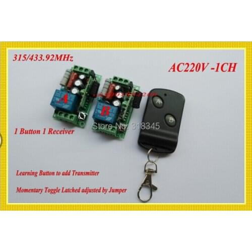220V 1CH Wireless Switch for Light Lamp LED SMD ON OFF Wireless Remote Control Receiver&Transmitter10A Momenrary Toggle Latched