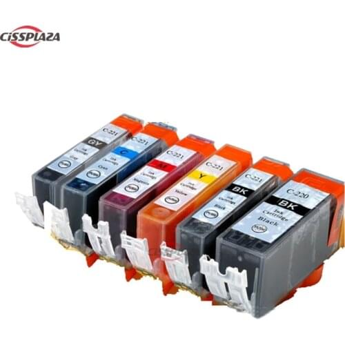 CISSPLAZA 6pcs PGI220 CLI221 compatible ink Cartridge compatible for Canon PIXMA MP980 for America version PGI-220 CLI-221