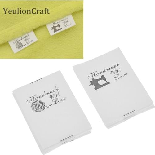 Chzimade 100Pcs Hand Made With Love Cloth Labels 6x4cm For Sewing Diy Pillow Quilt Garments Bags
