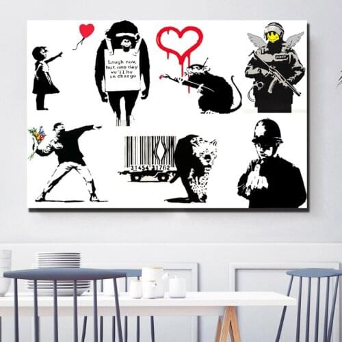 Girl Balloon Street Art Graffit Canvas Prints Picture Modular Paintings For Living Room Poster On The Wall Home Decor